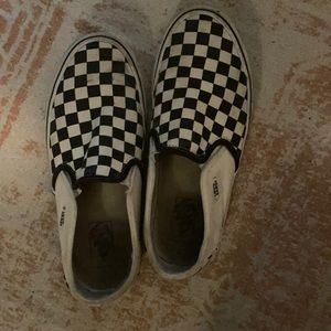 Old checkered slip-on vans